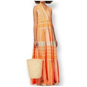 PINK & ORANGE MAXI DRESS SZ.S EUC.